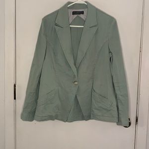 Peruvian Connection Langley sage green linen blend blazer Size 14